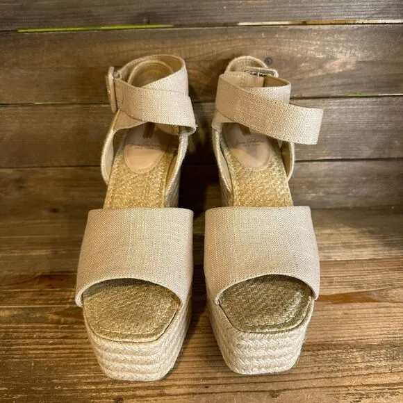 New‎ NIB Womens Sam Edelman Vada Weave Beige Wedge Heeled Sandals Shoes Size 9 M