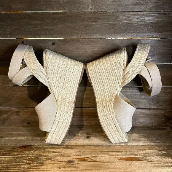 New‎ NIB Womens Sam Edelman Vada Weave Beige Wedge Heeled Sandals Shoes Size 9 M