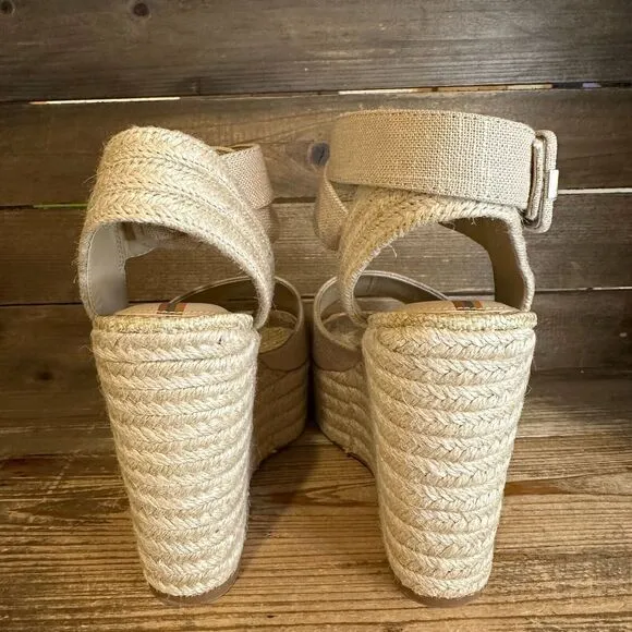 New‎ NIB Womens Sam Edelman Vada Weave Beige Wedge Heeled Sandals Shoes Size 9 M