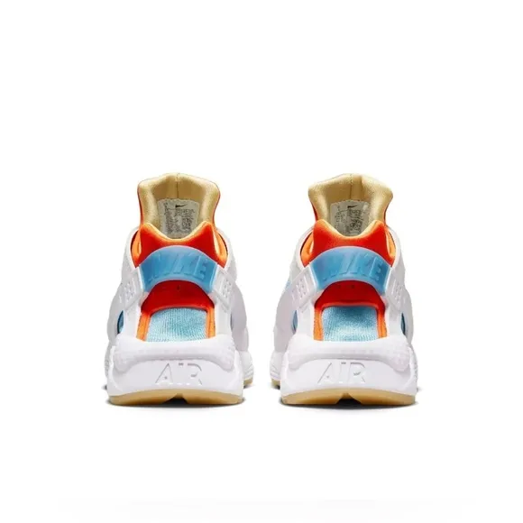 New Nike Air Huarache Run White Safety Orange Blue DX2345-100 Mens shoes