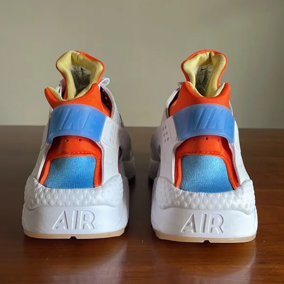 New Nike Air Huarache Run White Safety Orange Blue DX2345-100 Mens shoes