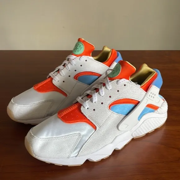 New Nike Air Huarache Run White Safety Orange Blue DX2345-100 Mens shoes