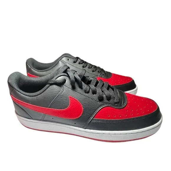 NEW Nike Mens Court Vision Low Sneaker,Black/University Red