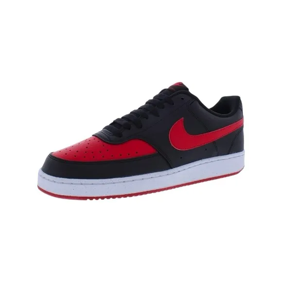 NEW Nike Mens Court Vision Low Sneaker,Black/University Red