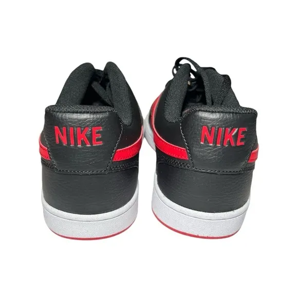NEW Nike Mens Court Vision Low Sneaker,Black/University Red