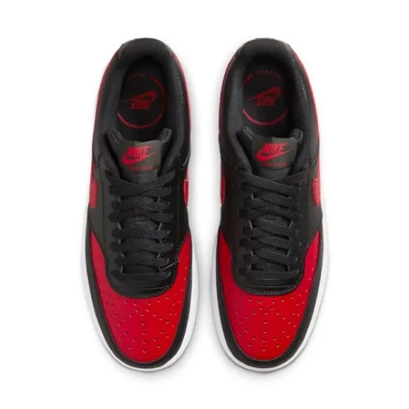 NEW Nike Mens Court Vision Low Sneaker,Black/University Red