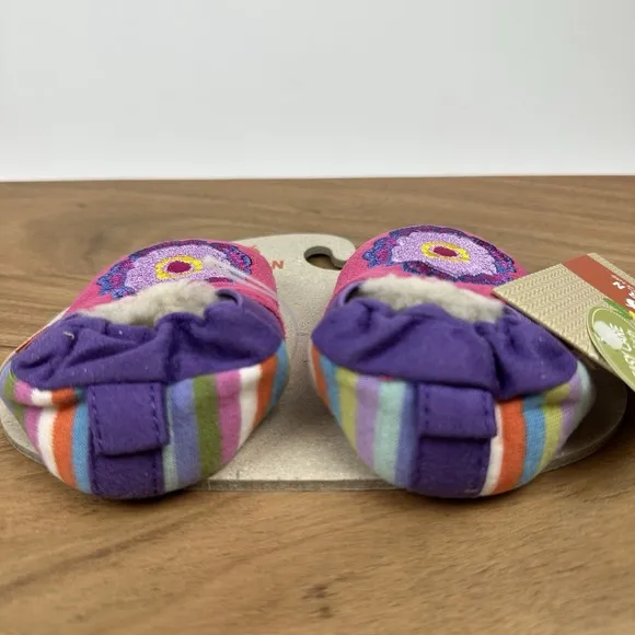 New NWt Baby Girls Acorn Easy On Moc Pink Floral Slippers Shoes Size 0 - 6 Month