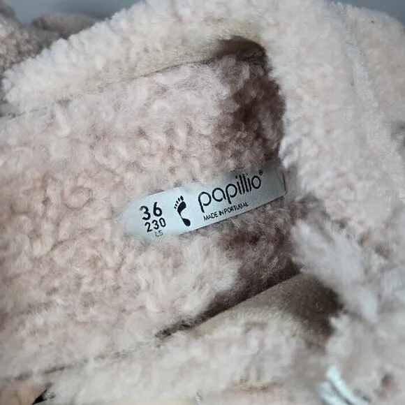NEW Papillio Birkenstock Arizona Shearling Womens Size 5 Sandals Slippers Pink