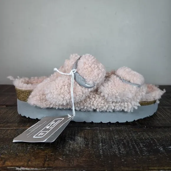 NEW Papillio Birkenstock Arizona Shearling Womens Size 5 Sandals Slippers Pink