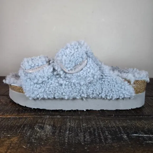 NEW Papillio Birkenstock Arizona Shearling Womens Size 7 Sandals Slippers Blue