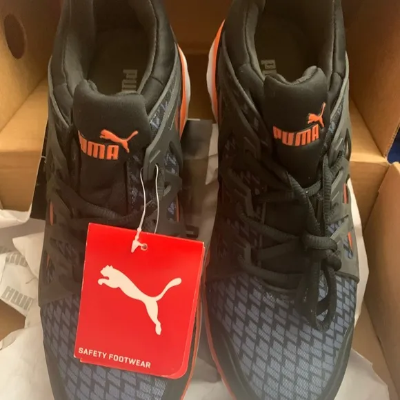 NEW PUMA MEN’S RUSH 2.0 BLACK ORANGE SAFETY SHOES SIZE 11