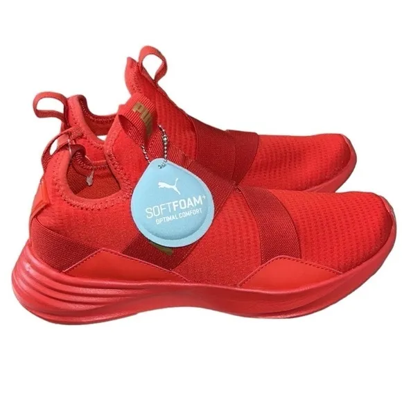 NEW! PUMA Red SoftFoam  Pull On Hi Top Radiate Mid Training Shoes Sneakers!