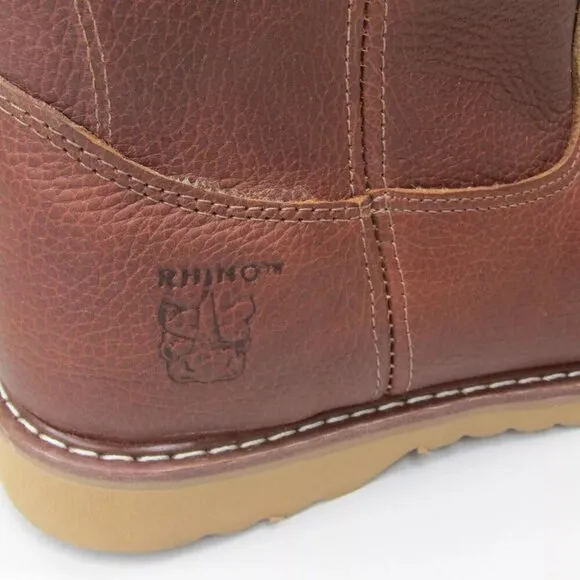 NEW RHINO Mens Wellington Roper Work Boot Leather Cushion Comfort Size 9