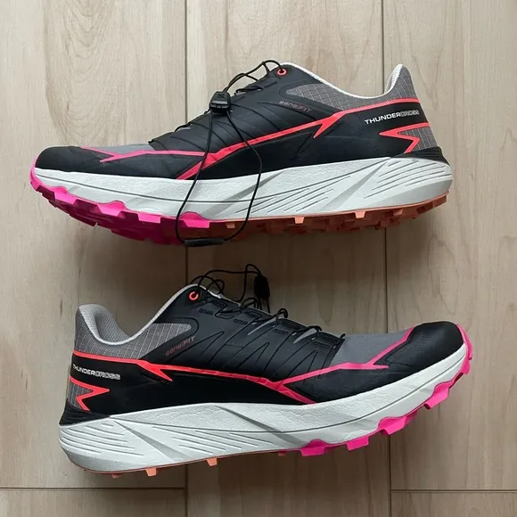NEW Salomon Thundercross Trail Running Shoes Black/Grey Pink Accents