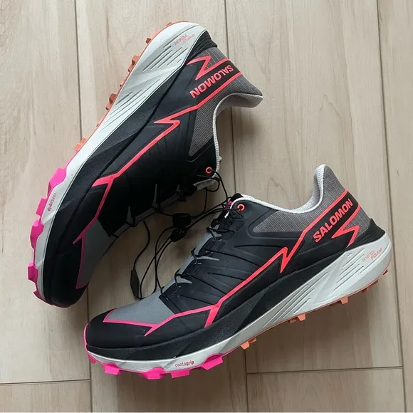 NEW Salomon Thundercross Trail Running Shoes Black/Grey Pink Accents