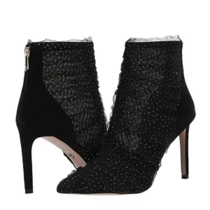 New Sam Edelma Farren Tulle Pointed-Toe Booties size 7