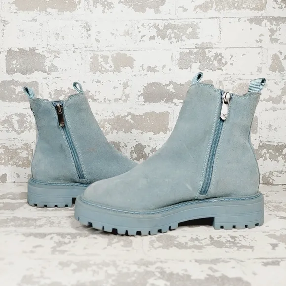 NEW Sam Edelman Kids Laguna Blue Suede Slip On Ankle Boots T455