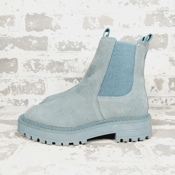 NEW Sam Edelman Kids Laguna Blue Suede Slip On Ankle Boots T455