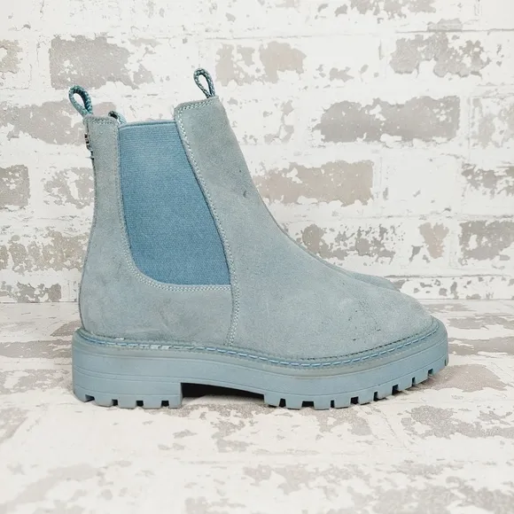 NEW Sam Edelman Kids Laguna Blue Suede Slip On Ankle Boots T455