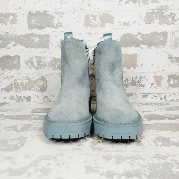 NEW Sam Edelman Kids Laguna Blue Suede Slip On Ankle Boots T455