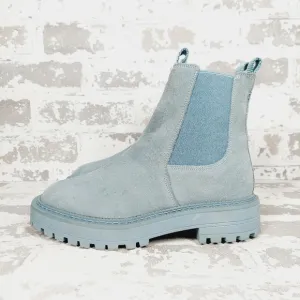 NEW Sam Edelman Kids Laguna Blue Suede Slip On Ankle Boots T455