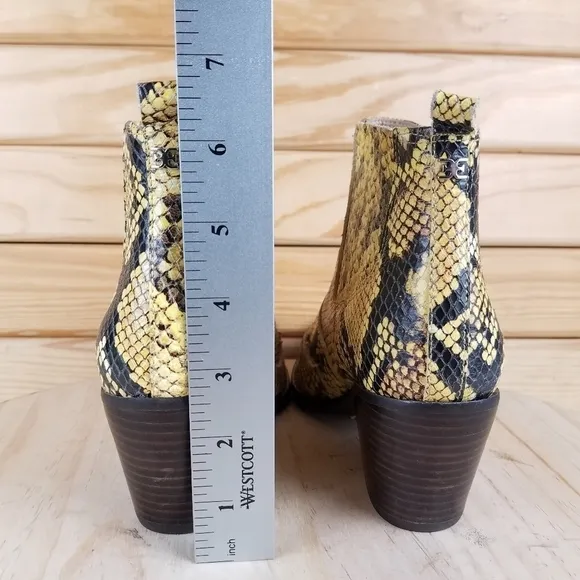 NEW Sam Edelman Winona Leather Snake Print Western Ankle Boots Booties Slip-on