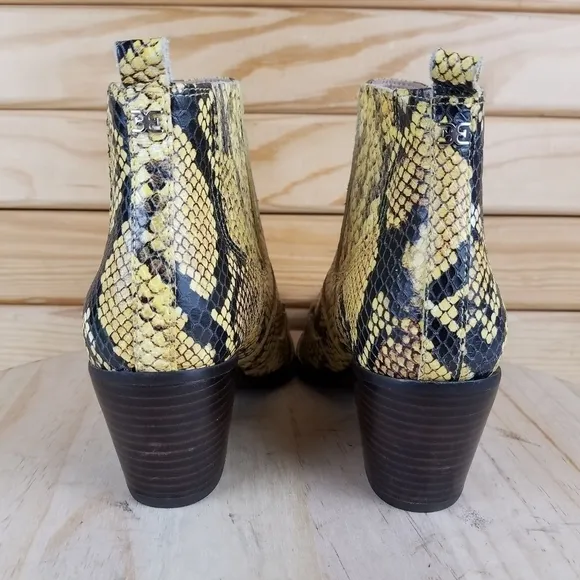 NEW Sam Edelman Winona Leather Snake Print Western Ankle Boots Booties Slip-on
