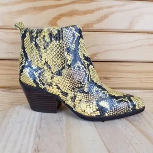 NEW Sam Edelman Winona Leather Snake Print Western Ankle Boots Booties Slip-on