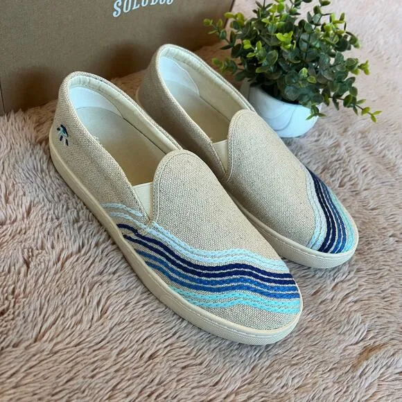 NEW Soludos Bondi Wave Embroidered Slip On Sneakers Size: 9.5