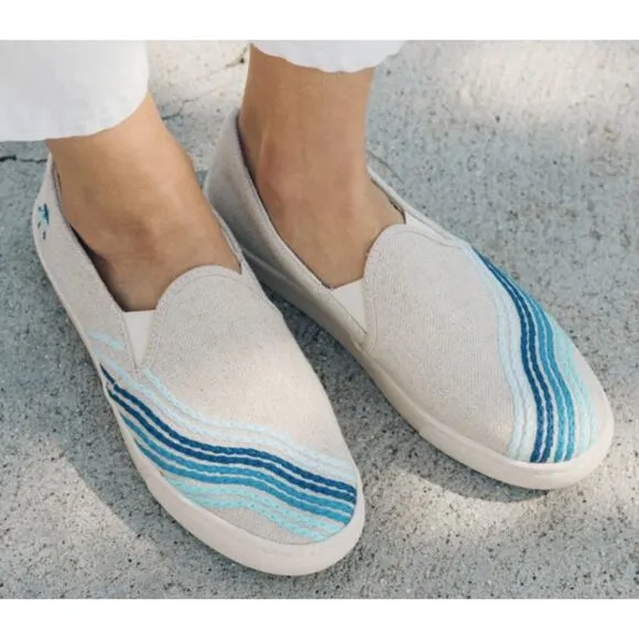 NEW Soludos Bondi Wave Embroidered Slip On Sneakers Size: 9.5