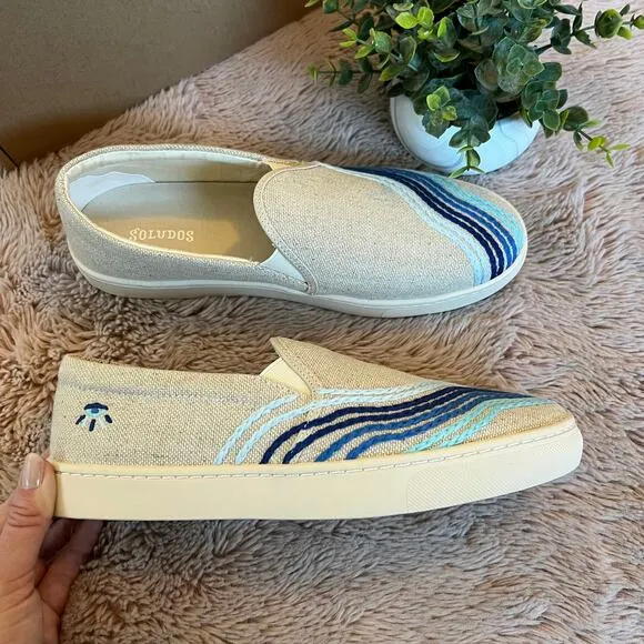 NEW Soludos Bondi Wave Embroidered Slip On Sneakers Size: 9.5