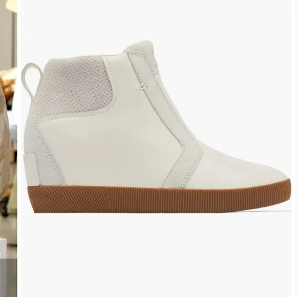 New Sorel Out N About Slip On Wedge Bootie Ankle Boots Sea Salt White Size 85