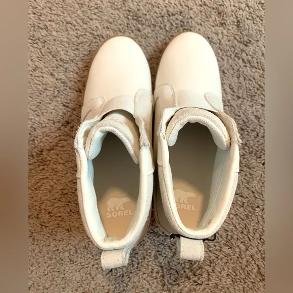 New Sorel Out N About Slip On Wedge Bootie Ankle Boots Sea Salt White Size 85