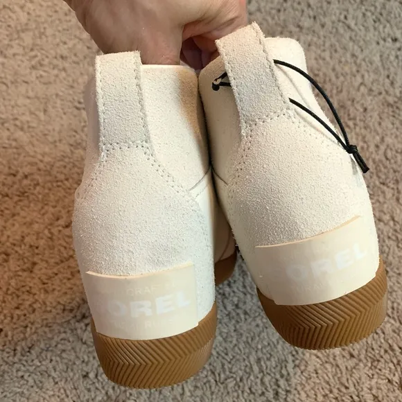 New Sorel Out N About Slip On Wedge Bootie Ankle Boots Sea Salt White Size 85