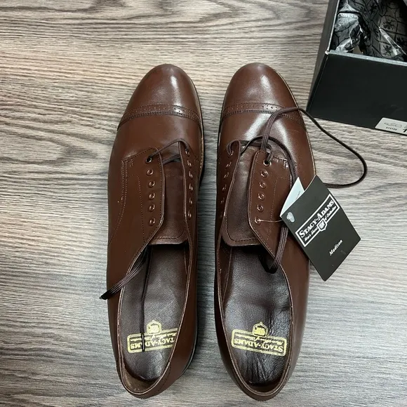 NEW Stacy Adams Madison Brown Cap Toe Oxfords 12 D