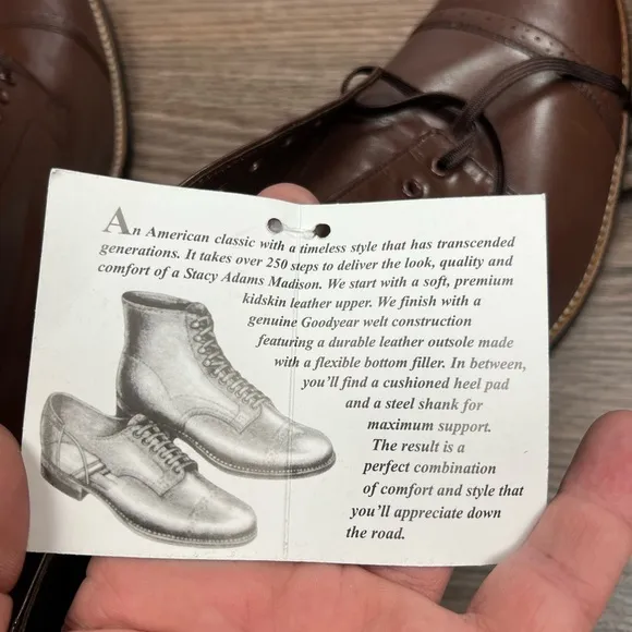NEW Stacy Adams Madison Brown Cap Toe Oxfords 12 D