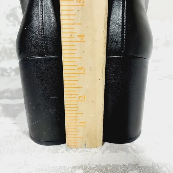 New Steve Madden Lizah Black Faux Leather Block Heel Knee High Boots V709