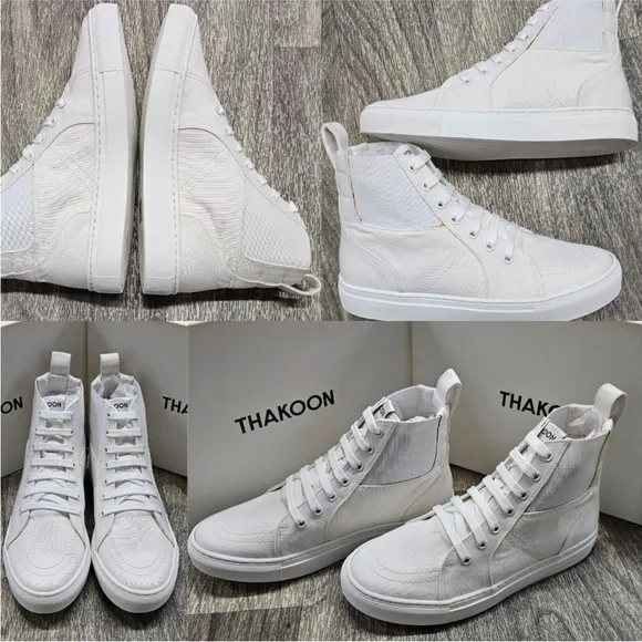 NEW! THAKOON 36/6 White Pull-On High Top Designer Sneakers Athletic Casual