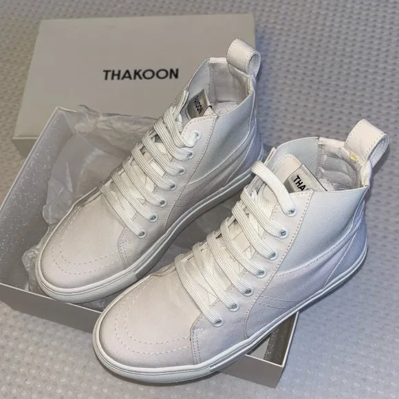 NEW! THAKOON 36/6 White Pull-On High Top Designer Sneakers Athletic Casual