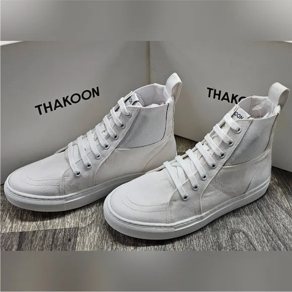NEW! THAKOON 36/6 White Pull-On High Top Designer Sneakers Athletic Casual