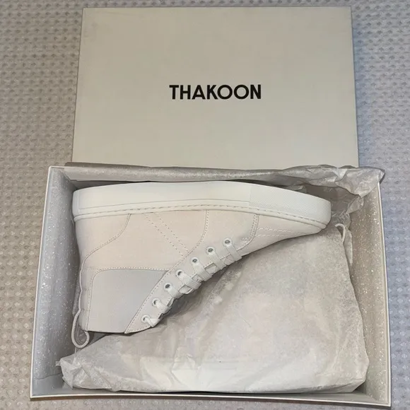 NEW! THAKOON 36/6 White Pull-On High Top Designer Sneakers Athletic Casual