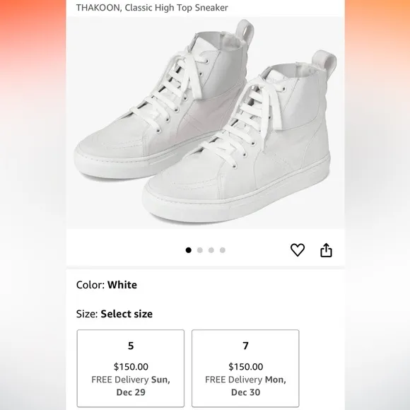 NEW! THAKOON 36/6 White Pull-On High Top Designer Sneakers Athletic Casual