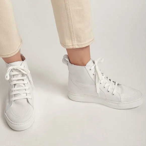 NEW! THAKOON 36/6 White Pull-On High Top Designer Sneakers Athletic Casual