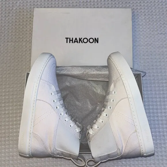 NEW! THAKOON 36/6 White Pull-On High Top Designer Sneakers Athletic Casual