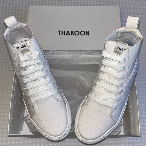 NEW! THAKOON 36/6 White Pull-On High Top Designer Sneakers Athletic Casual