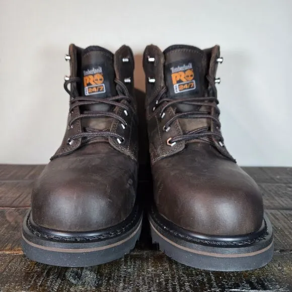NEW Timberland PRO Pit Boss 6&quot; Inch Steel Safety Toe Boots Mens Size 8.5 Brown