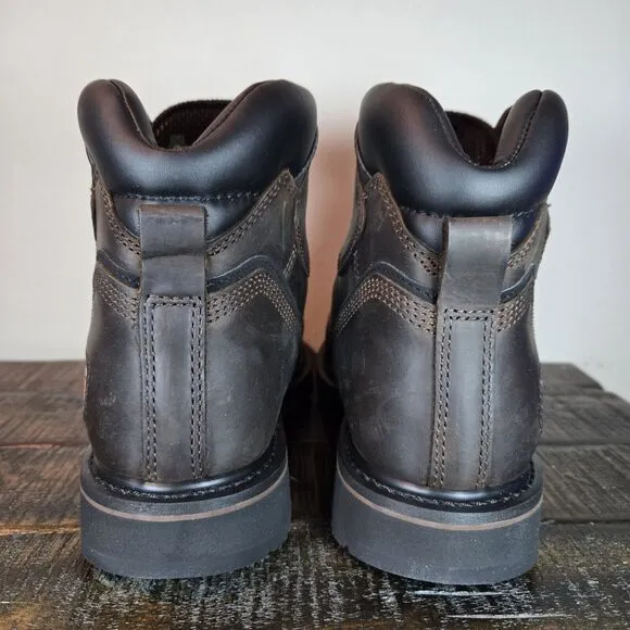NEW Timberland PRO Pit Boss 6&quot; Inch Steel Safety Toe Boots Mens Size 8.5 Brown