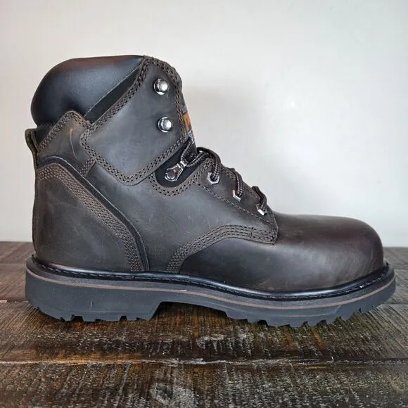 NEW Timberland PRO Pit Boss 6&quot; Inch Steel Safety Toe Boots Mens Size 8.5 Brown
