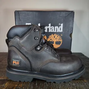 NEW Timberland PRO Pit Boss 6&quot; Inch Steel Safety Toe Boots Mens Size 8.5 Brown