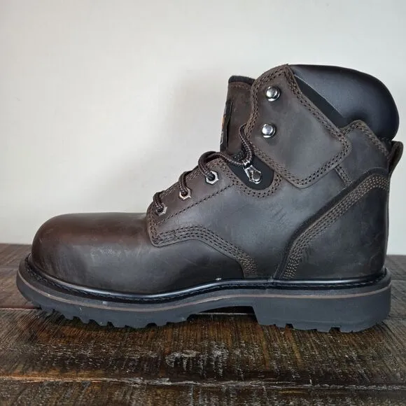 NEW Timberland PRO Pit Boss 6&quot; Inch Steel Safety Toe Boots Mens Size 8.5 Brown